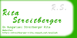 rita streitberger business card